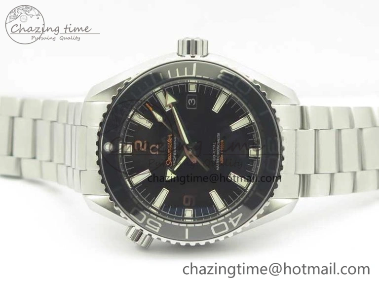 Planet Ocean 2016 43.5mm SS Black Bezel OM 1:1 Best Edition Black Dial on SS Bracelet A8900 V Cozy 8028