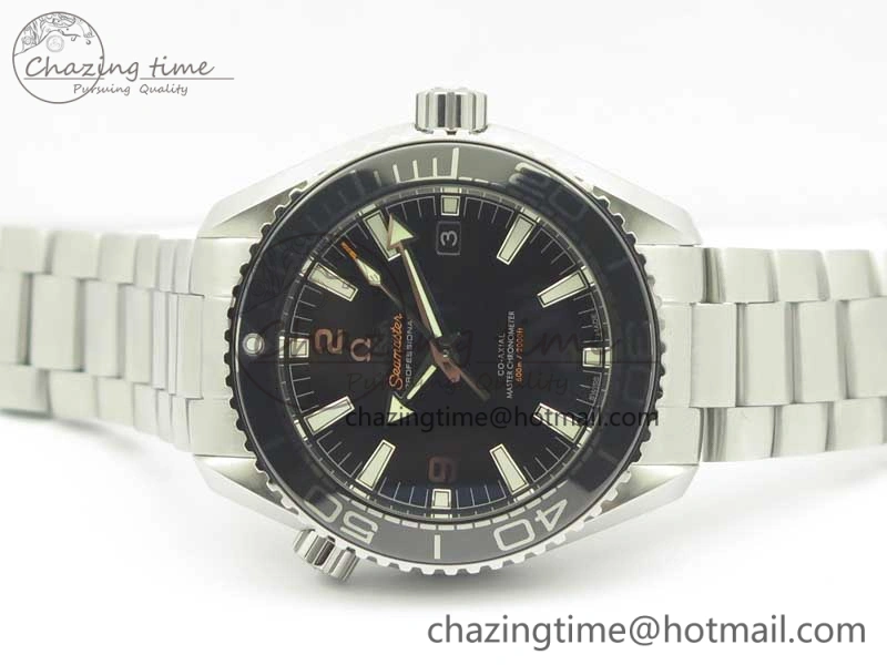 Planet Ocean 2016 43.5mm SS Black Bezel OM 1:1 Best Edition Black Dial on SS Bracelet A8900 V Cozy 8028