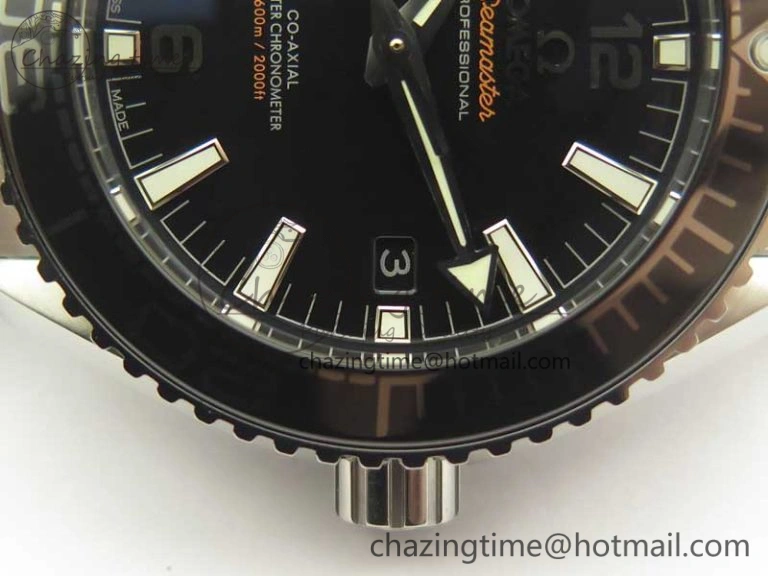 Planet Ocean 2016 43.5mm SS Black Bezel OM 1:1 Best Edition Black Dial on SS Bracelet A8900 V Cozy 8028