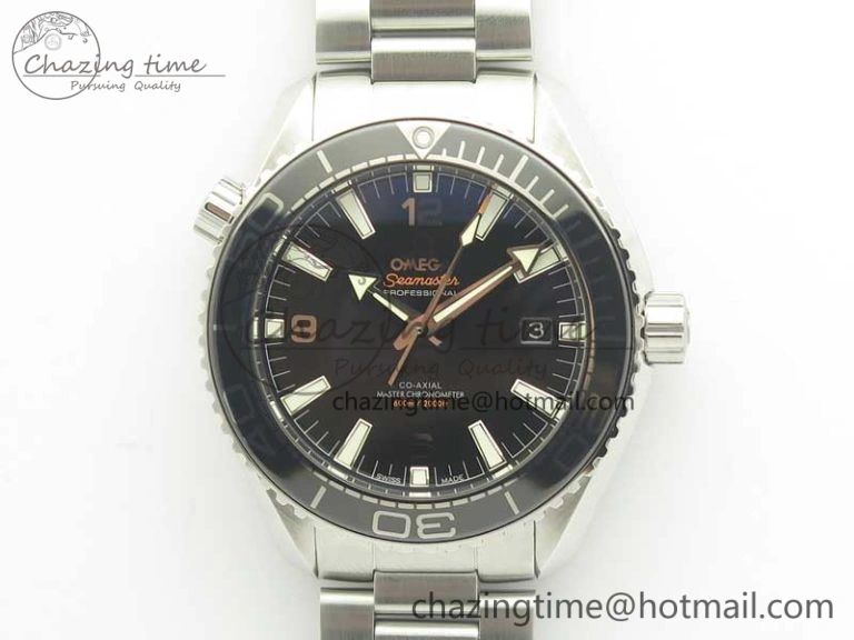 Planet Ocean 2016 43.5mm SS Black Bezel OM 1:1 Best Edition Black Dial on SS Bracelet A8900 V Cozy 8028