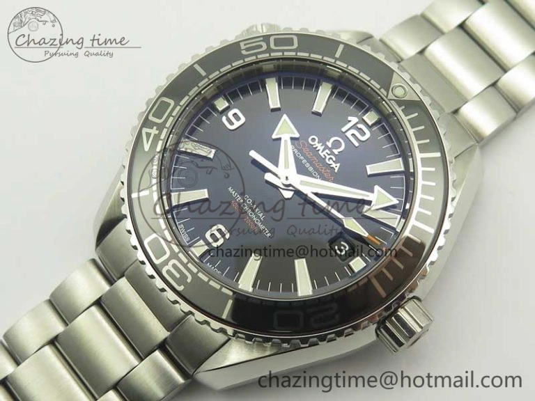 Planet Ocean 2016 43.5mm SS Black Bezel OM 1:1 Best Edition Black Dial on SS Bracelet A8900 V Cozy 8028