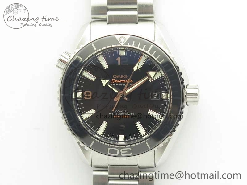 Planet Ocean 2016 43.5mm SS Black Bezel OM 1:1 Best Edition Black Dial on SS Bracelet A8900 V Cozy 8028
