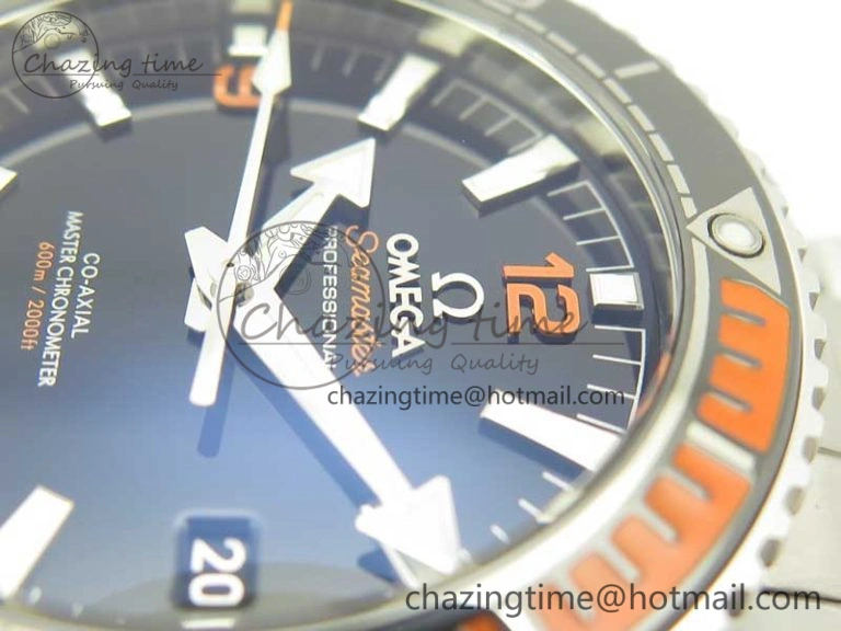 Planet Ocean 2016 43.5mm SS Black Orange Bezel OM 1:1 Best Edition Black Dial on SS Bracelet A8900 V BestValue 8027