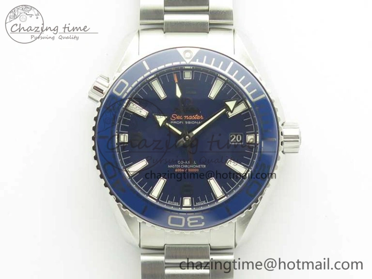 Planet Ocean 2016 43.5mm SS Blue Bezel OM 1:1 Best Edition Blue Dial on SS Bracelet A8900 V FreshLook 8029