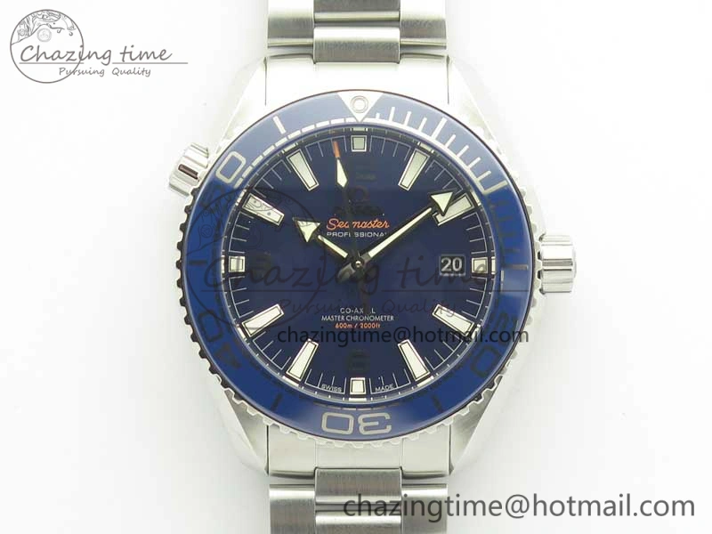 Planet Ocean 2016 43.5mm SS Blue Bezel OM 1:1 Best Edition Blue Dial on SS Bracelet A8900 V FreshLook 8029