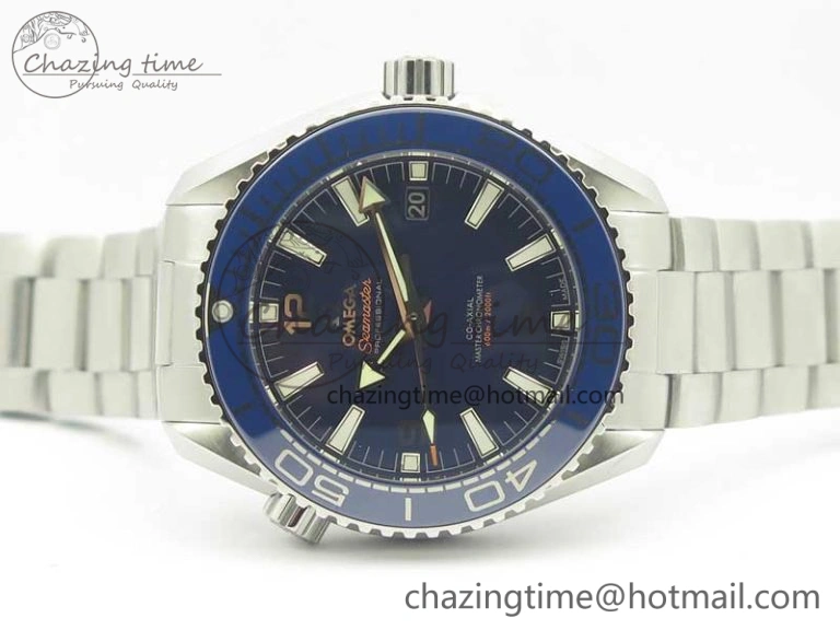 Planet Ocean 2016 43.5mm SS Blue Bezel OM 1:1 Best Edition Blue Dial on SS Bracelet A8900 V FreshLook 8029
