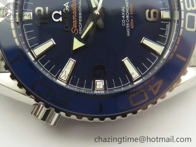 Planet Ocean 2016 43.5mm SS Blue Bezel OM 1:1 Best Edition Blue Dial on SS Bracelet A8900 V FreshLook 8029