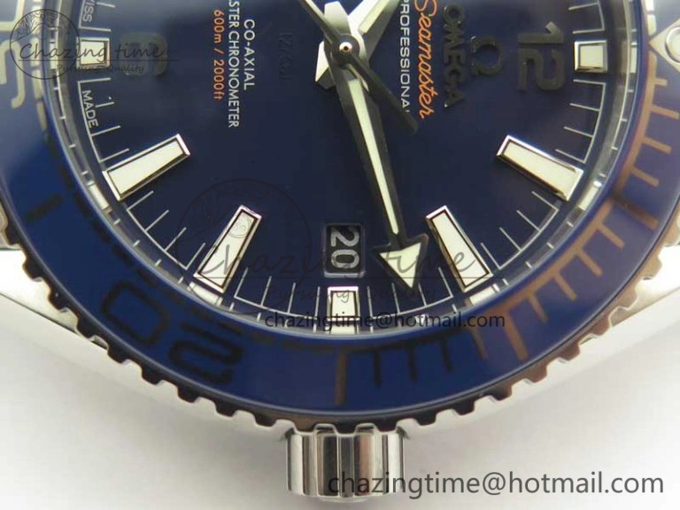 Planet Ocean 2016 43.5mm SS Blue Bezel OM 1:1 Best Edition Blue Dial on SS Bracelet A8900 V FreshLook 8029