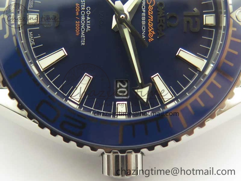 Planet Ocean 2016 43.5mm SS Blue Bezel OM 1:1 Best Edition Blue Dial on SS Bracelet A8900 V FreshLook 8029