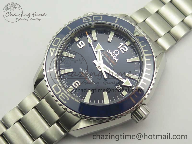 Planet Ocean 2016 43.5mm SS Blue Bezel OM 1:1 Best Edition Blue Dial on SS Bracelet A8900 V FreshLook 8029