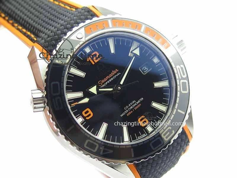 BestValue Planet Ocean 2016 43.5mm SS OM 1:1 Best Edition Black Dial On Black Nylon Strap A 8167