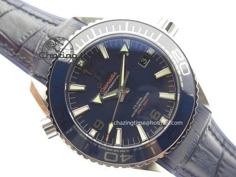 Planet Ocean 2016 43.5mm SS OM 1:1 Best Edition Blue Dial On Blue Leather Strap A EasyCare 8165