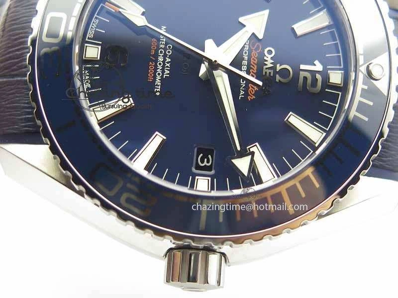Planet Ocean 2016 43.5mm SS OM 1:1 Best Edition Blue Dial On Blue Leather Strap A EasyCare 8165