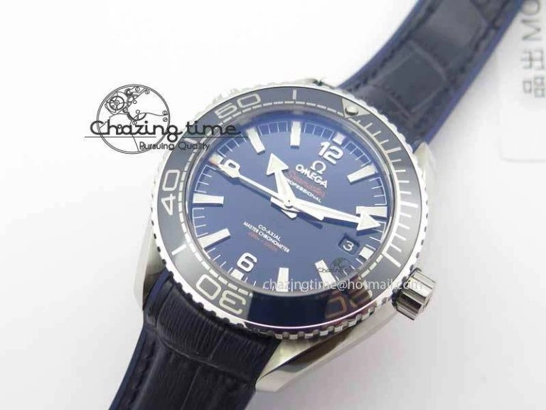 Planet Ocean 2016 43.5mm SS OM 1:1 Best Edition Blue Dial On Blue Leather Strap A EasyCare 8165