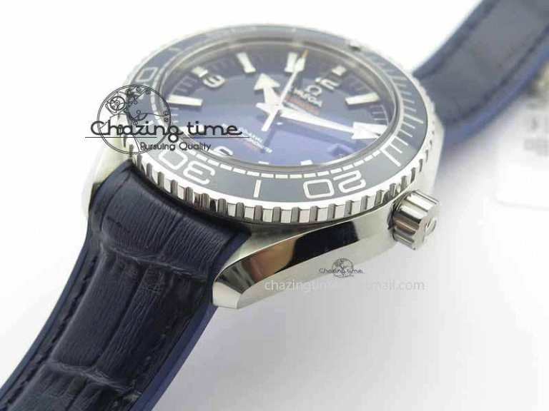 Planet Ocean 2016 43.5mm SS OM 1:1 Best Edition Blue Dial On Blue Leather Strap A EasyCare 8165