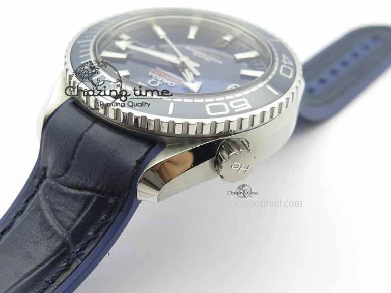 Planet Ocean 2016 43.5mm SS OM 1:1 Best Edition Blue Dial On Blue Leather Strap A EasyCare 8165