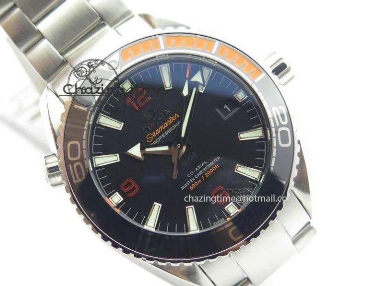 Colorful Planet Ocean 2016 43.5mm SS Orange Bezel BP 1:1 Best Edition Black Dial On SS Bracelet A 8197