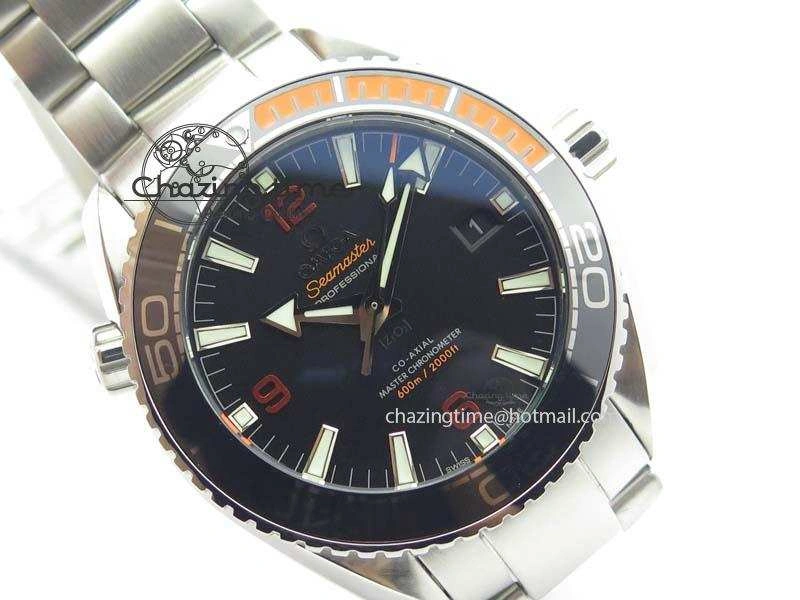 Colorful Planet Ocean 2016 43.5mm SS Orange Bezel BP 1:1 Best Edition Black Dial On SS Bracelet A 8197