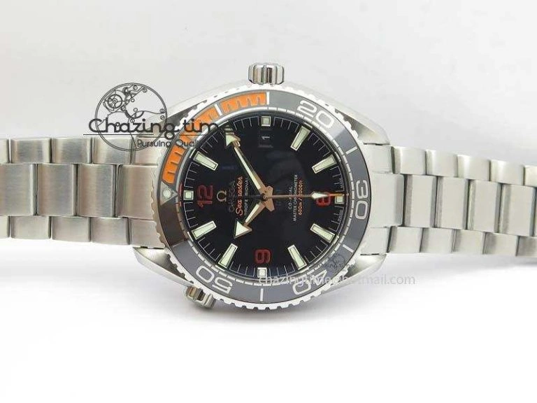 Colorful Planet Ocean 2016 43.5mm SS Orange Bezel BP 1:1 Best Edition Black Dial On SS Bracelet A 8197