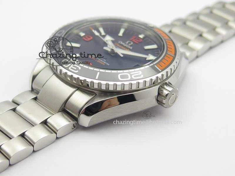 Colorful Planet Ocean 2016 43.5mm SS Orange Bezel BP 1:1 Best Edition Black Dial On SS Bracelet A 8197