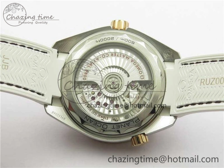 OnTrend Planet Ocean 39.5mm SS RG VSF 1:1 Best Edition White Dial on White Leather Strap A 7895