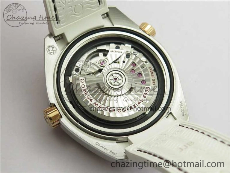 OnTrend Planet Ocean 39.5mm SS RG VSF 1:1 Best Edition White Dial on White Leather Strap A 7895