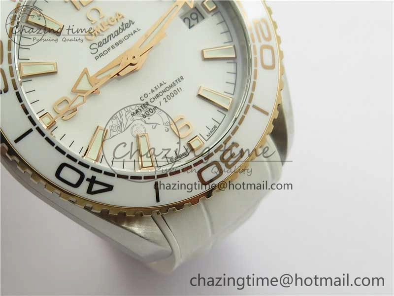 OnTrend Planet Ocean 39.5mm SS RG VSF 1:1 Best Edition White Dial on White Leather Strap A 7895