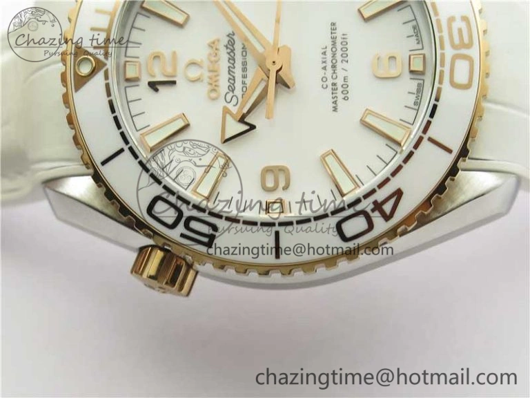 OnTrend Planet Ocean 39.5mm SS RG VSF 1:1 Best Edition White Dial on White Leather Strap A 7895