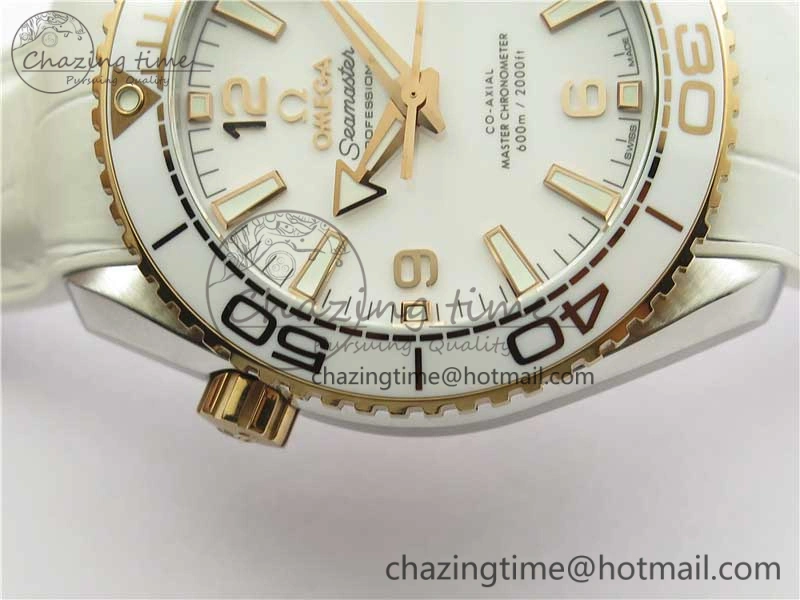 OnTrend Planet Ocean 39.5mm SS RG VSF 1:1 Best Edition White Dial on White Leather Strap A 7895