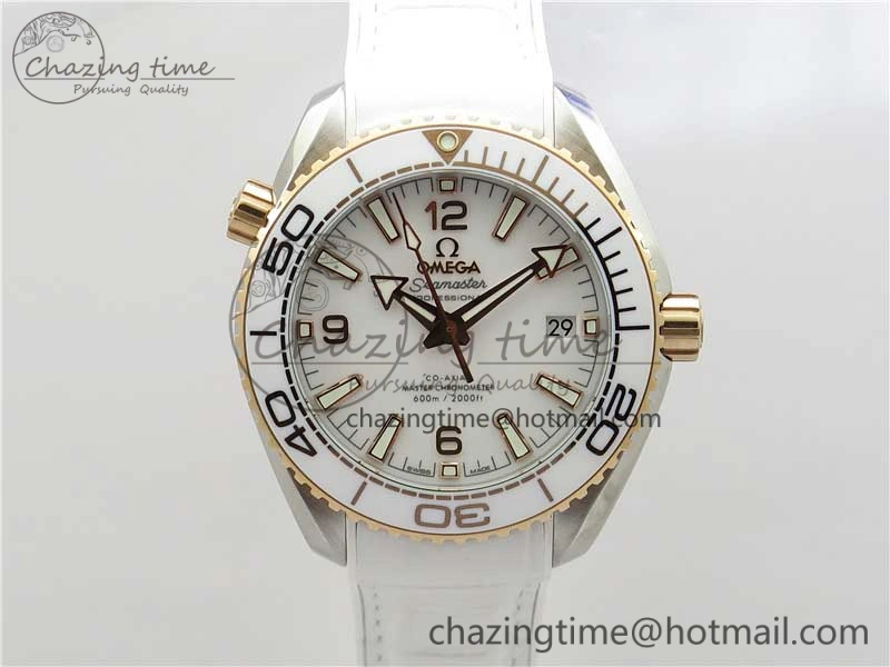 OnTrend Planet Ocean 39.5mm SS RG VSF 1:1 Best Edition White Dial on White Leather Strap A 7895