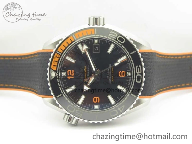 Planet Ocean 43.5mm SS VSF 1:1 Best Edition Black Orange Bezel Black Dial on Black Nylon Strap A8900 Super Clone Cozy 8002