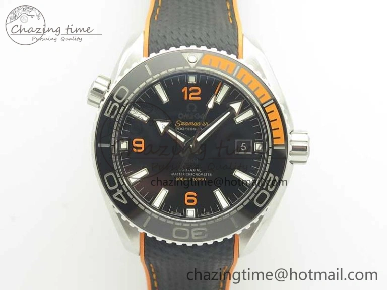 Planet Ocean 43.5mm SS VSF 1:1 Best Edition Black Orange Bezel Black Dial on Black Nylon Strap A8900 Super Clone Cozy 8002