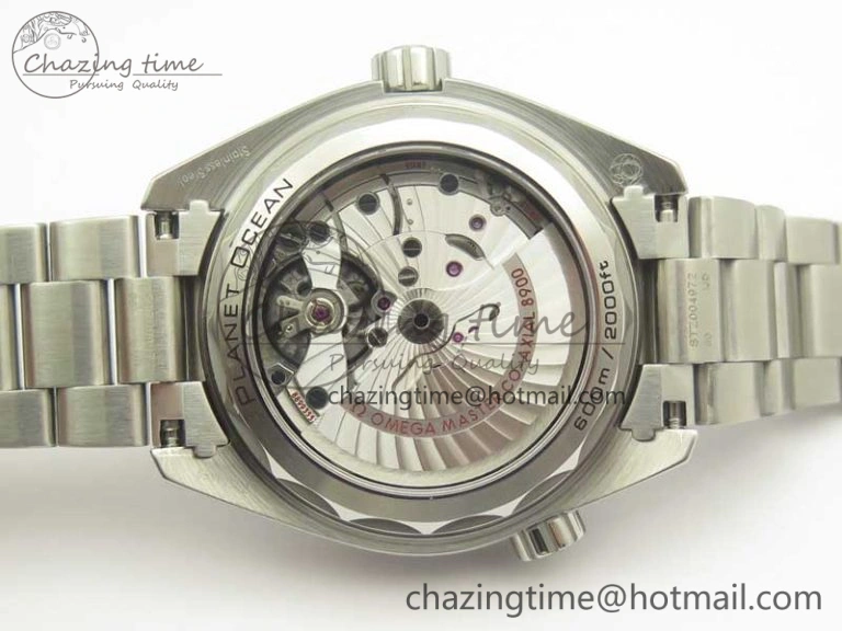 Planet Ocean 43.5mm SS VSF 1:1 Best Edition Black Orange Bezel Black Dial on SS Bracelet A8900 Super Clone BestValue 8003