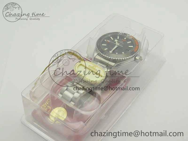 Planet Ocean 43.5mm SS VSF 1:1 Best Edition Black Orange Bezel Black Dial on SS Bracelet A8900 Super Clone BestValue 8003