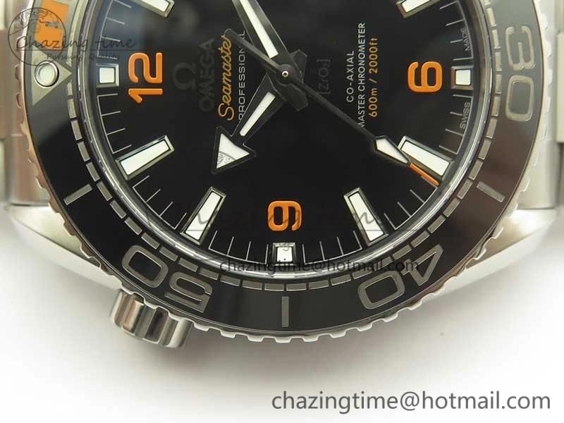 Planet Ocean 43.5mm SS VSF 1:1 Best Edition Black Orange Bezel Black Dial on SS Bracelet A8900 Super Clone BestValue 8003