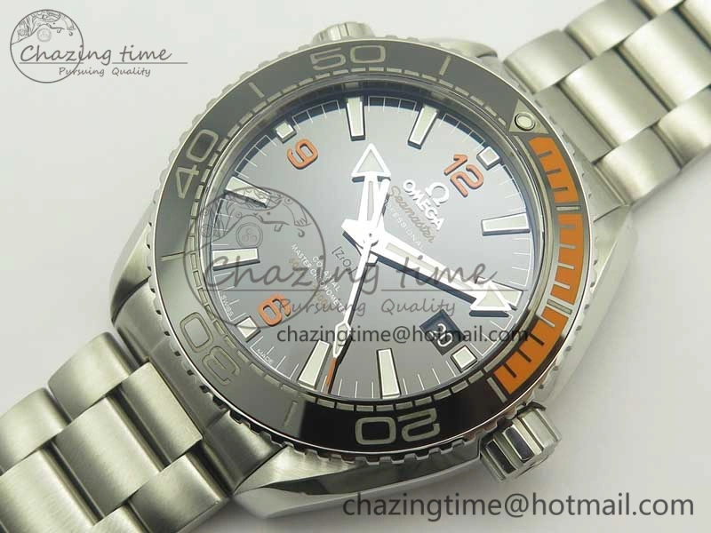 Planet Ocean 43.5mm SS VSF 1:1 Best Edition Black Orange Bezel Black Dial on SS Bracelet A8900 Super Clone BestValue 8003