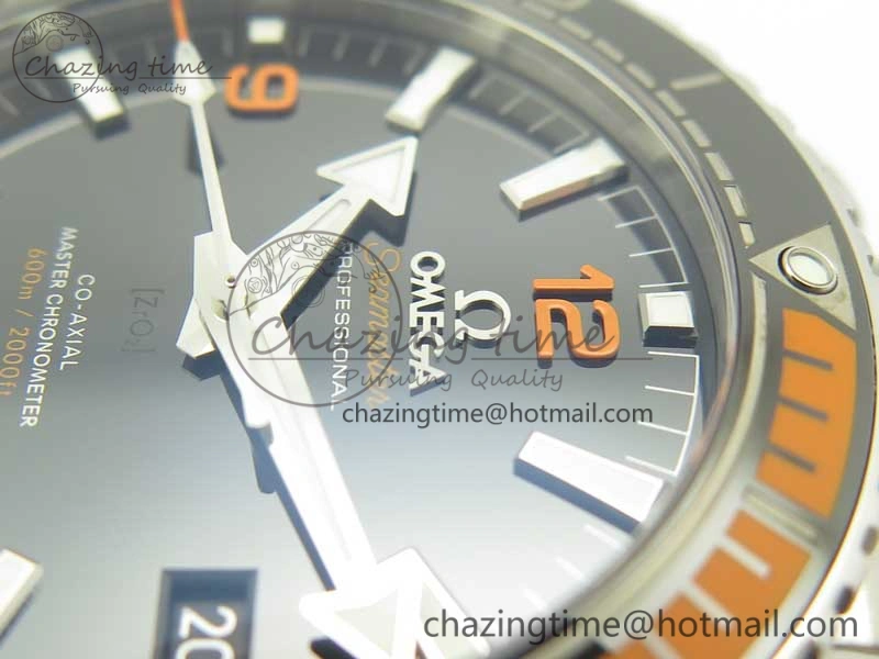 Planet Ocean 43.5mm SS VSF 1:1 Best Edition Black Orange Bezel Black Dial on SS Bracelet A8900 Super Clone BestValue 8003