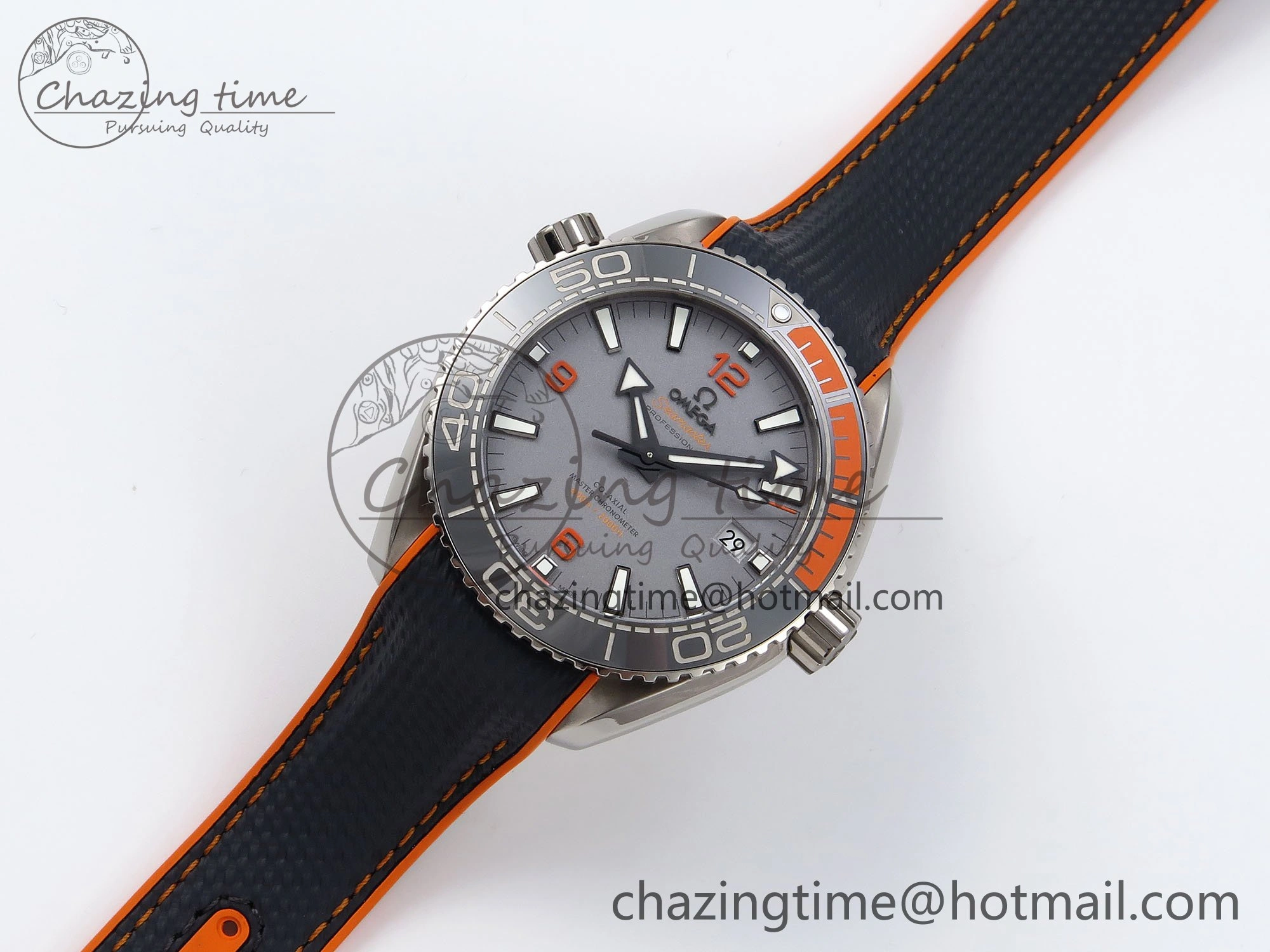 Planet Ocean 43.5mm SS VSF 1:1 Best Edition Black Orange Bezel Gray Dial on Nylon Strap A8900 Super Clone V Elegant 7730