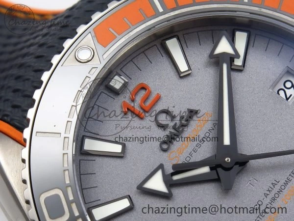 Planet Ocean 43.5mm SS VSF 1:1 Best Edition Black Orange Bezel Gray Dial on Nylon Strap A8900 Super Clone V Elegant 7730
