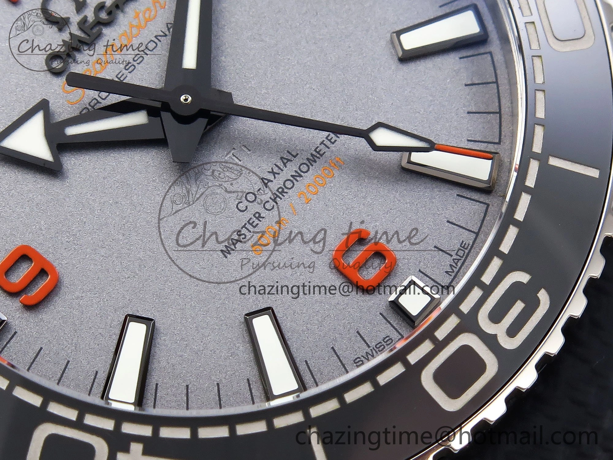 Planet Ocean 43.5mm SS VSF 1:1 Best Edition Black Orange Bezel Gray Dial on Nylon Strap A8900 Super Clone V Elegant 7730