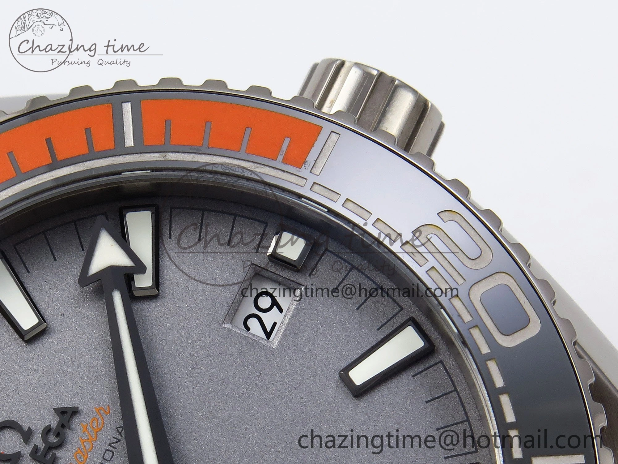 Planet Ocean 43.5mm SS VSF 1:1 Best Edition Black Orange Bezel Gray Dial on Nylon Strap A8900 Super Clone V Elegant 7730