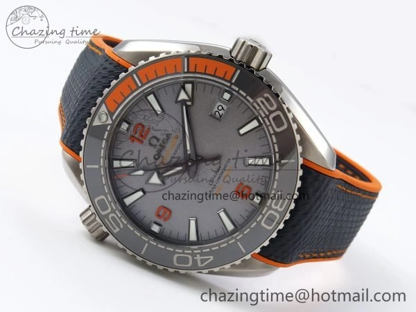 Planet Ocean 43.5mm SS VSF 1:1 Best Edition Black Orange Bezel Gray Dial on Nylon Strap A8900 Super Clone V Elegant 7730