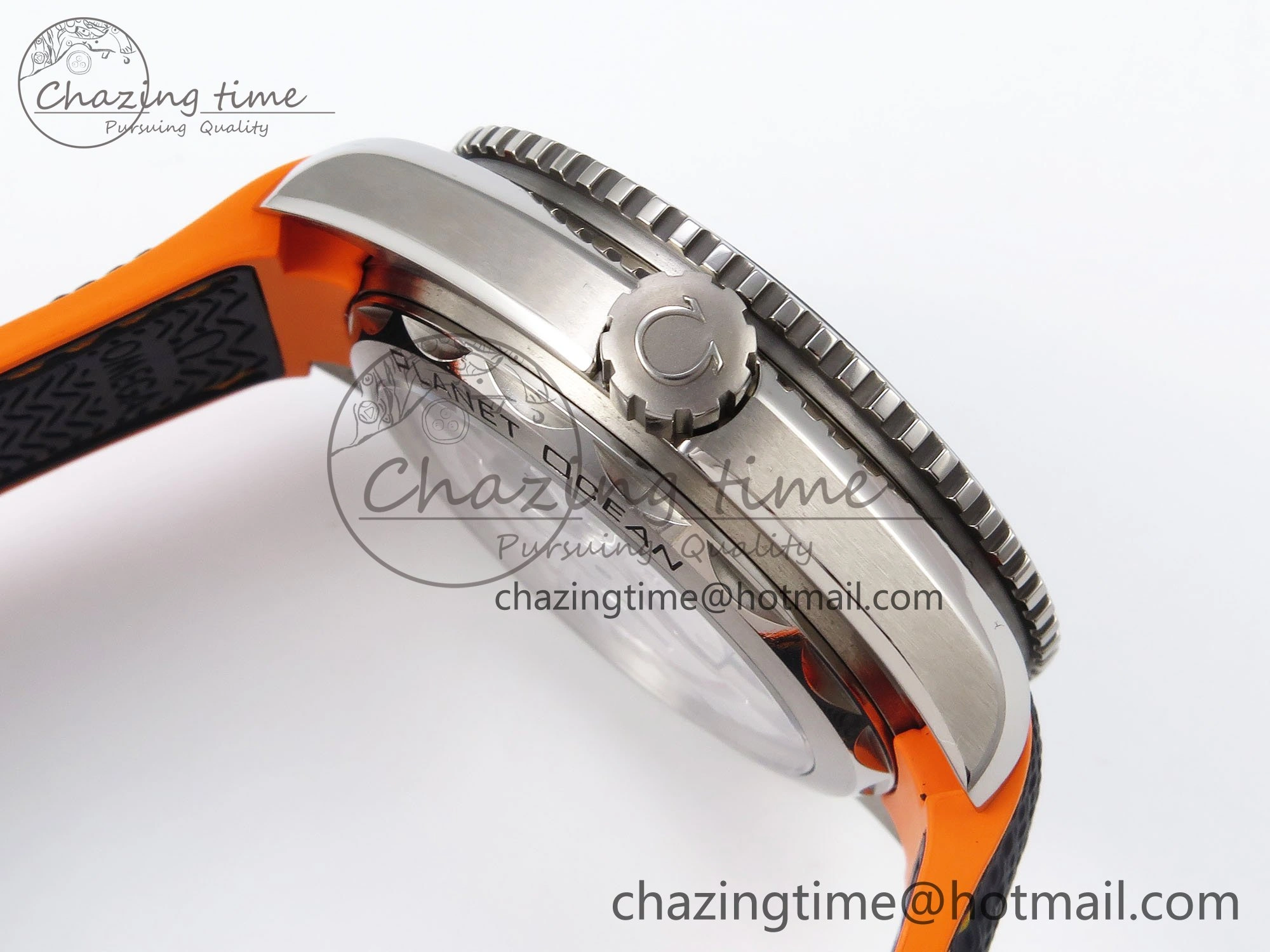 Planet Ocean 43.5mm SS VSF 1:1 Best Edition Black Orange Bezel Gray Dial on Nylon Strap A8900 Super Clone V Elegant 7730