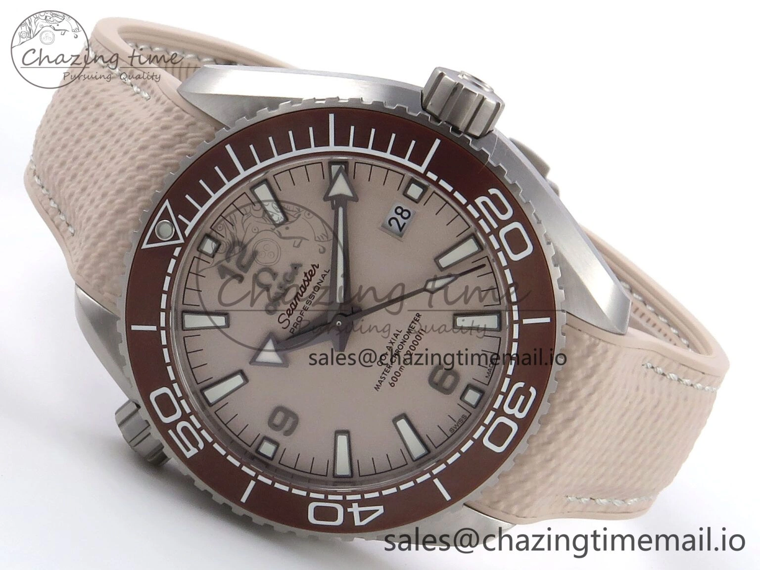 Premium Planet Ocean 43.5mm SS VSF 1:1 Best Edition Brown Bezel Sand Dial on Sand Rubber Strap A8900 Super Clone 7710