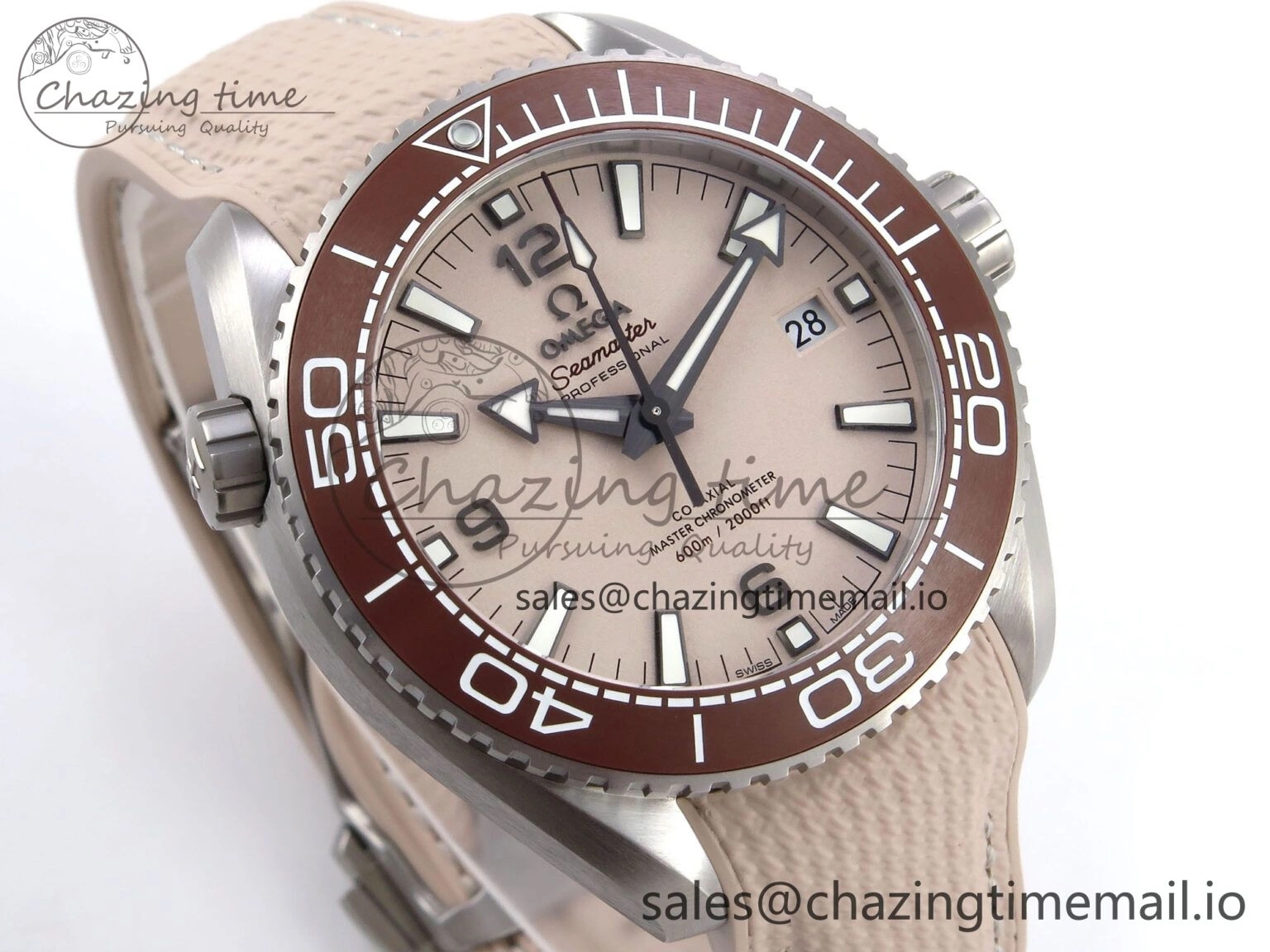 Premium Planet Ocean 43.5mm SS VSF 1:1 Best Edition Brown Bezel Sand Dial on Sand Rubber Strap A8900 Super Clone 7710