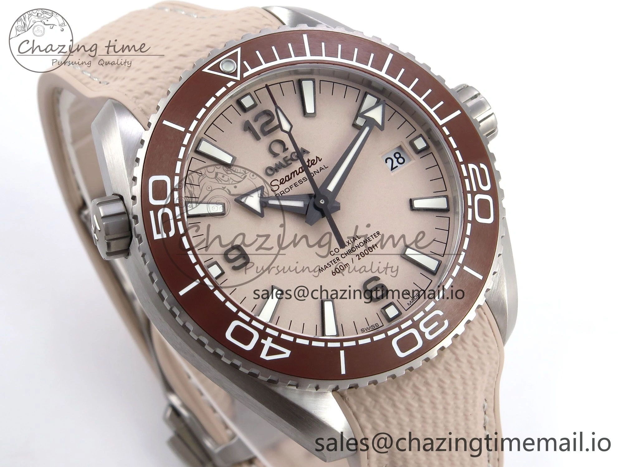 Premium Planet Ocean 43.5mm SS VSF 1:1 Best Edition Brown Bezel Sand Dial on Sand Rubber Strap A8900 Super Clone 7710