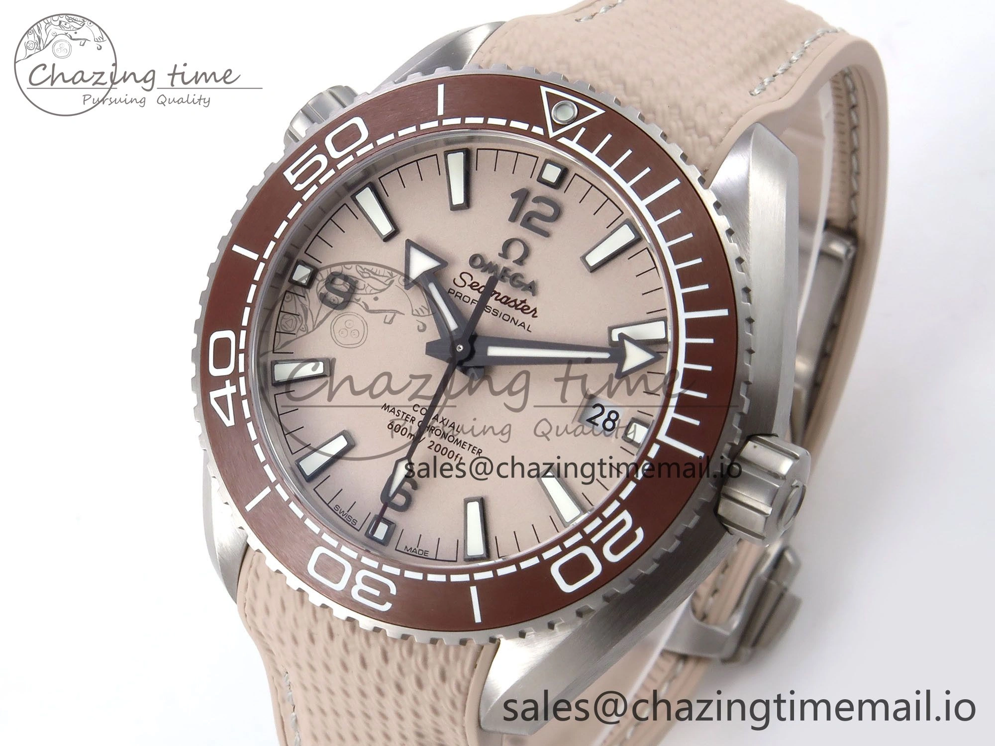 Premium Planet Ocean 43.5mm SS VSF 1:1 Best Edition Brown Bezel Sand Dial on Sand Rubber Strap A8900 Super Clone 7710