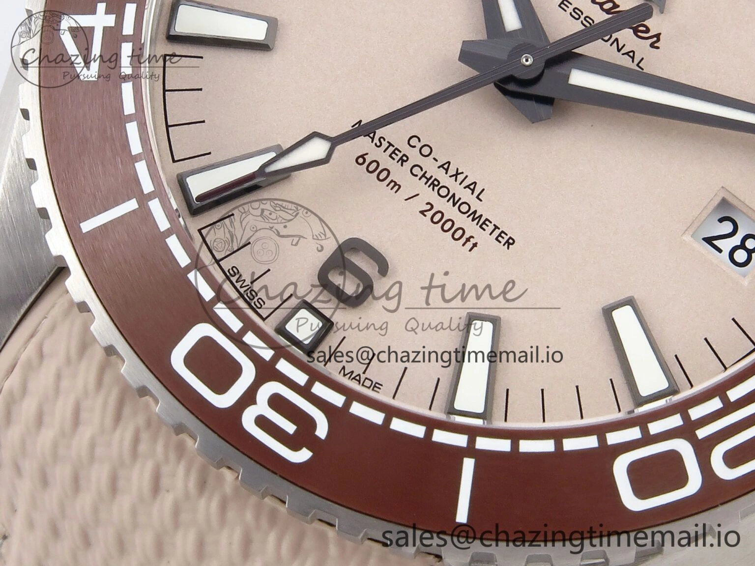 Premium Planet Ocean 43.5mm SS VSF 1:1 Best Edition Brown Bezel Sand Dial on Sand Rubber Strap A8900 Super Clone 7710
