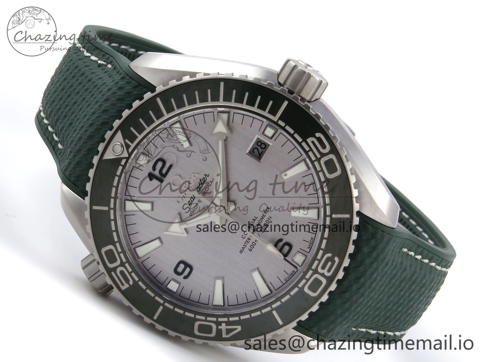 Vibrant Planet Ocean 43.5mm SS VSF 1:1 Best Edition Green Bezel White Dial on Green Rubber Strap A8900 Super Clone 7713
