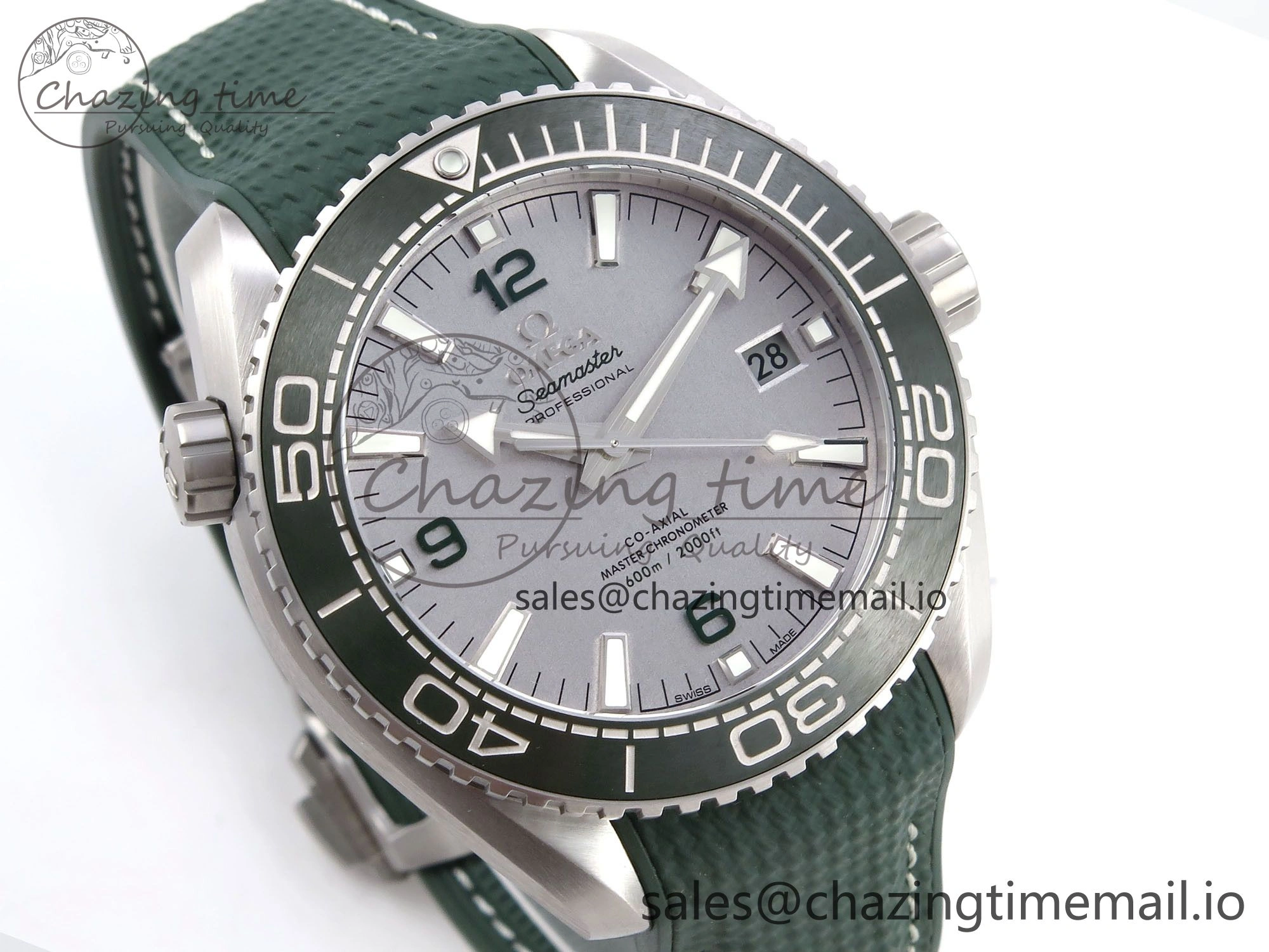 Vibrant Planet Ocean 43.5mm SS VSF 1:1 Best Edition Green Bezel White Dial on Green Rubber Strap A8900 Super Clone 7713